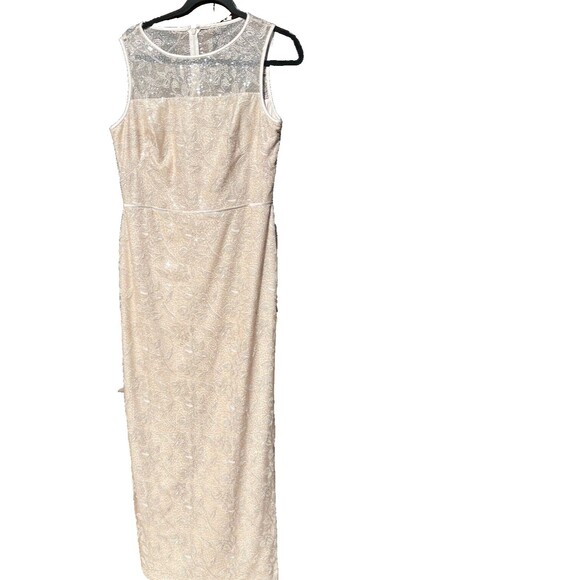 Ralph Lauren Formal Dress Women 10 Champagne Nude Sequin Sleeveless Party - Picture 6 of 13